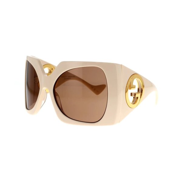 NEW GUCCI GG1255S 002OVERSIZED SQUARE WHITE NUDE WOMEN SUNGLASSES GUCCI